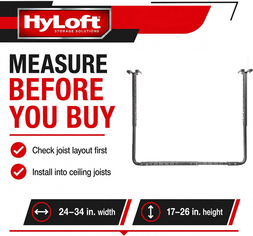 HyLoft Adjustable Garage Ceiling Mount Storage Rack Kit, Ceiling Shelving Mou...
