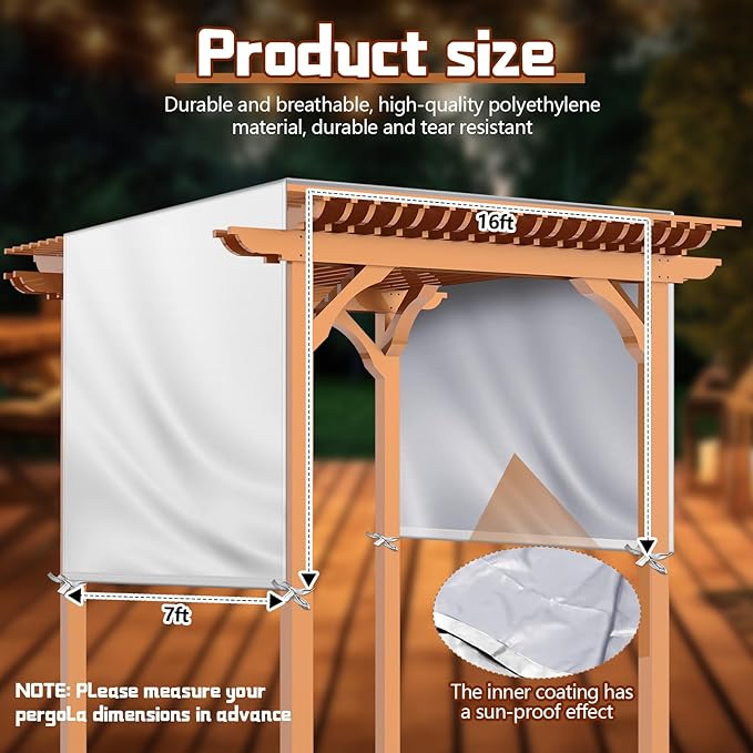 Universal Pergola Replacement Canopy Outdoor Canopy Shade Cover Waterproof Sh...