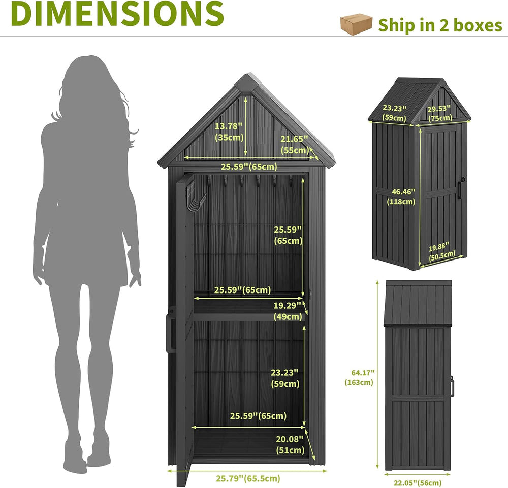 Outdoor Storage Shed, Waterproof Storage Cabinet with Ample Space, Sturdy Res...