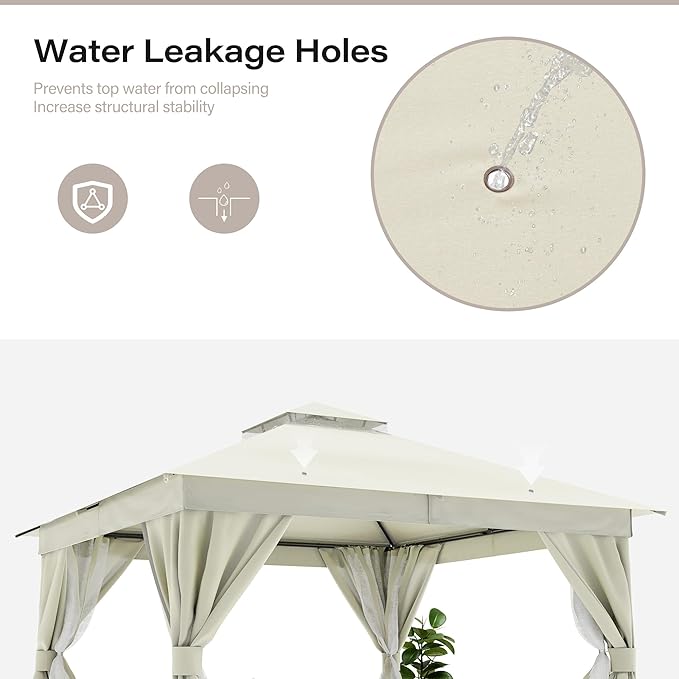 LAUSAINT HOME Semi-Permanent Outdoor Patio Gazebo 12'x12', Heavy Duty...