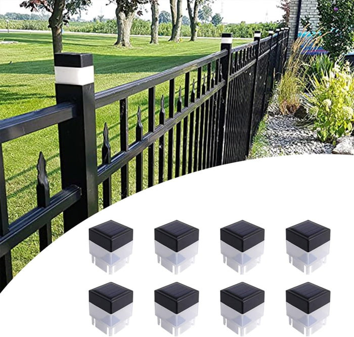 Solar LED 2In x 2In(5cm x 5cm) Fence Post Cap for Wrought Iron and Aluminum or Garden, Solar Fence Lights White Light - 8 Pack Black, White 432