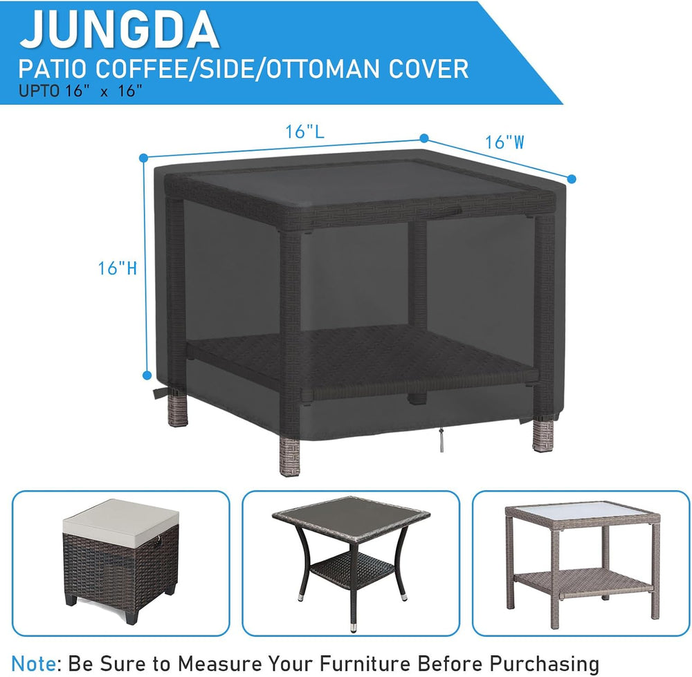 2 Pack Outdoor Ottoman Square Table Cover for 16 Inch Table