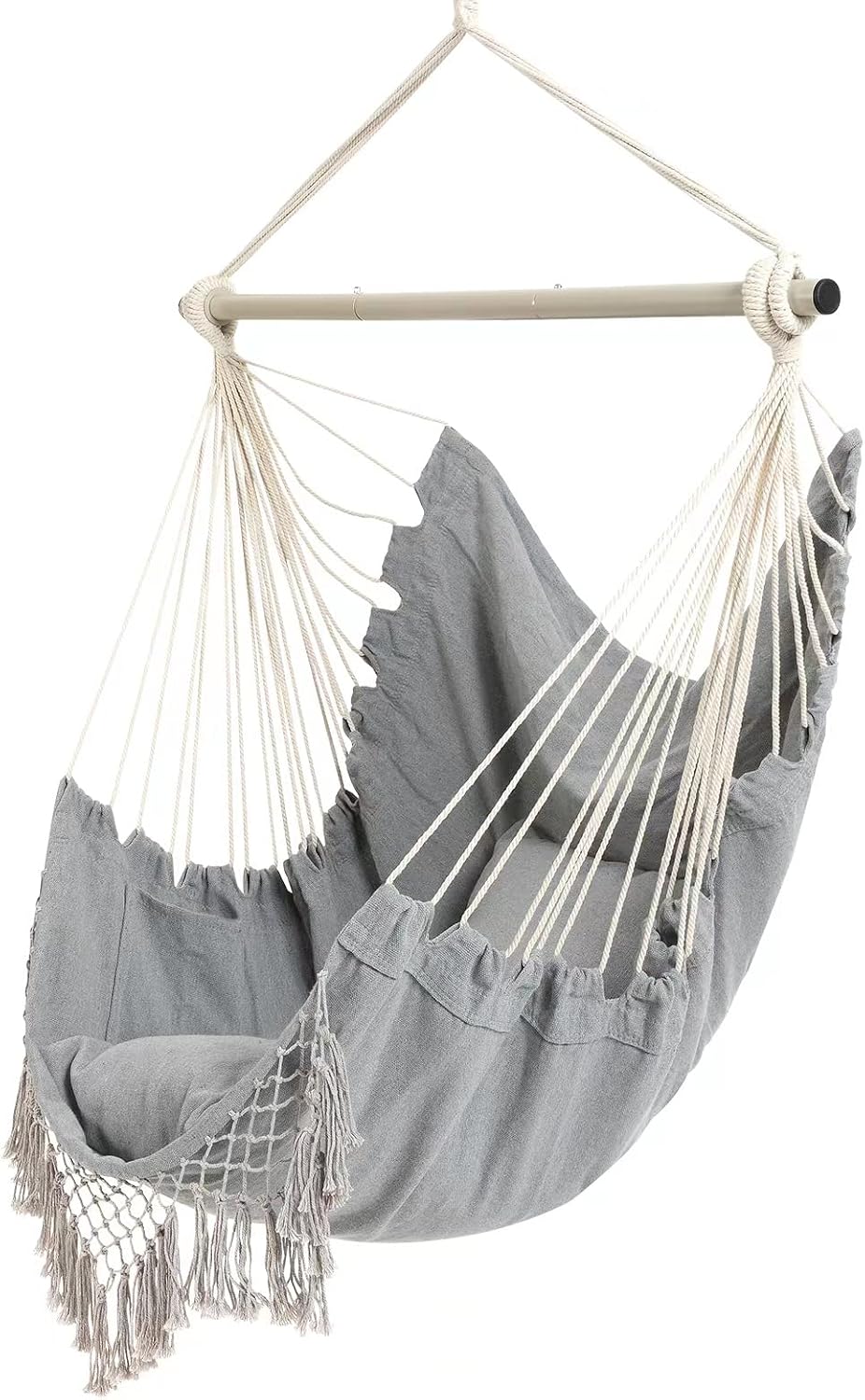 Hammock Chair, Hanging Rope Swing Seat with 2 Cushions,Macrame Hanging Chair ...