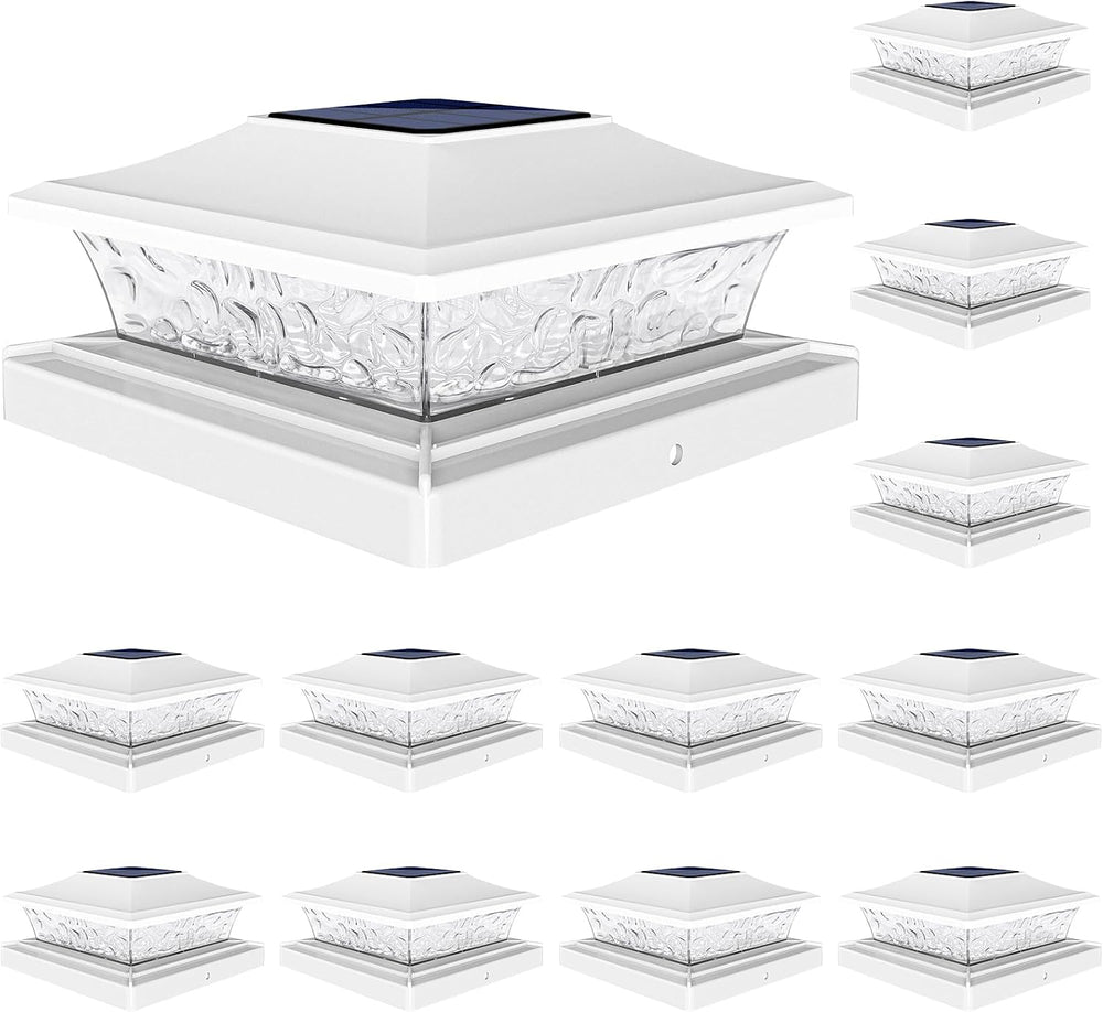 VOLISUN Solar Post Cap Lights, 2 Modes Outdoor Fence Lights (12Pack,White)