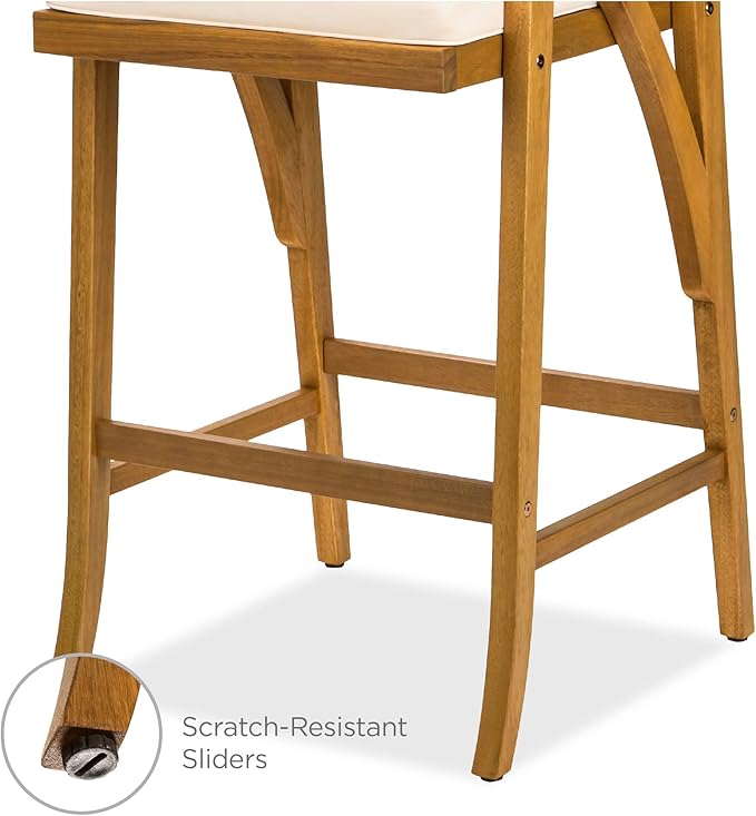 Best Choice Products Set of 2 Outdoor Acacia Wood Bar Stools Bar Chairs for P...