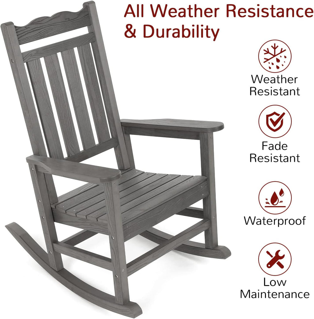 Stoog All-Weather Outdoor & Indoor Rocking Chairs Set of 2 with Table, 3 ...
