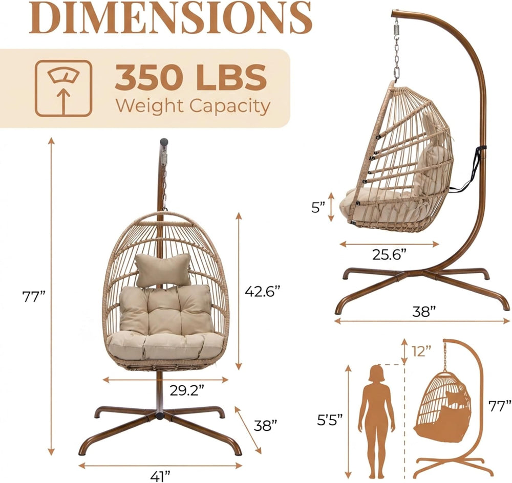 RADIATA Egg Chair Outdoor with Stand, PE Wicker Hanging Swing Egg Chair