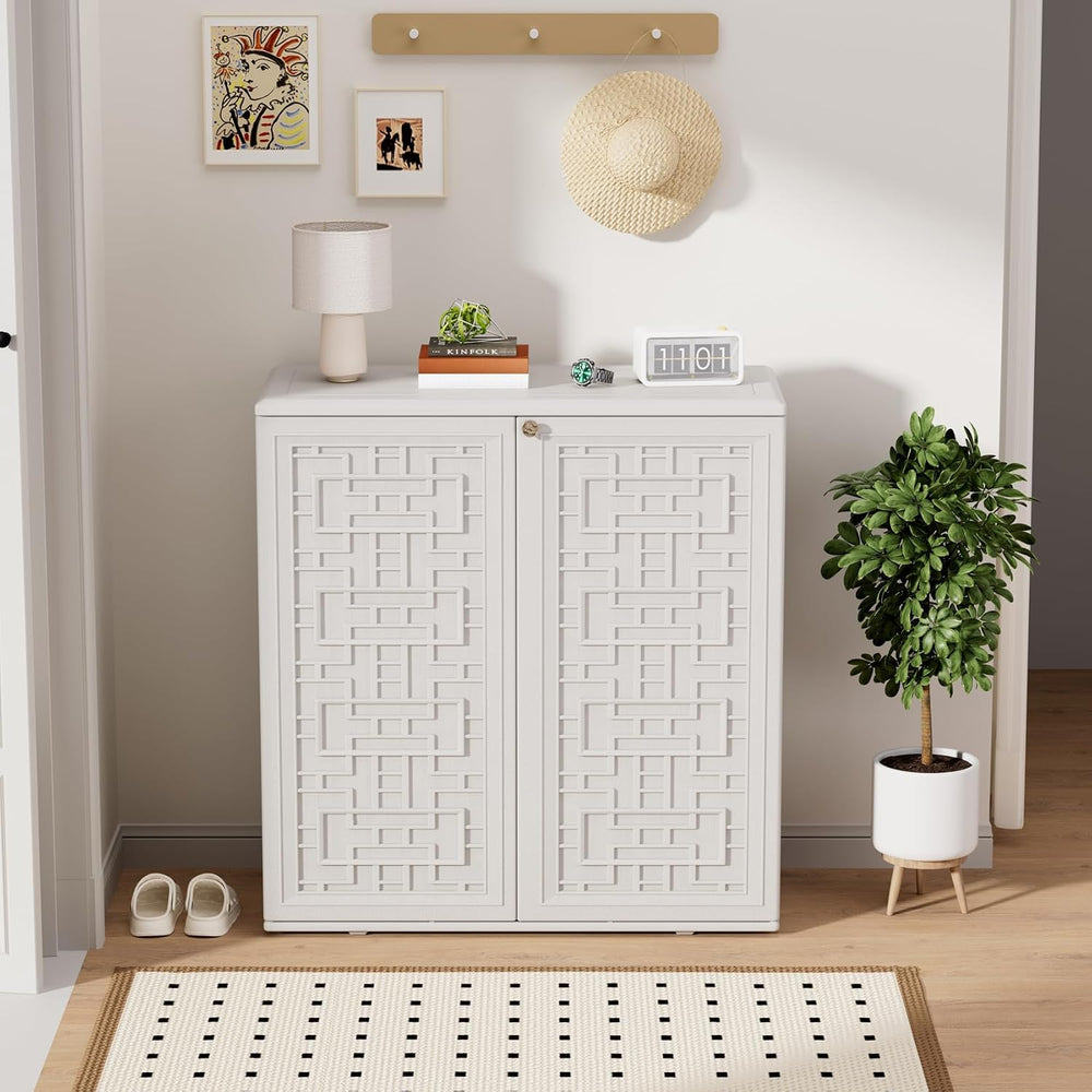 ZZM HDPE Outdoor Storage Shed, Outdoor Plastic Storage Cabinet, Horizontal Re...