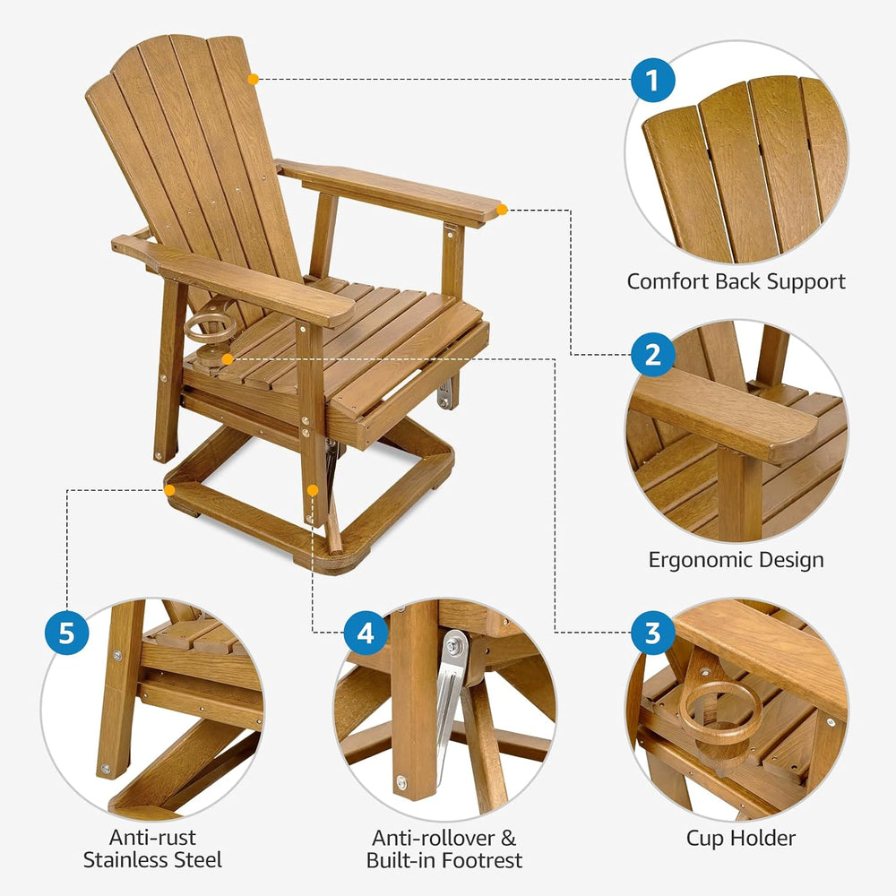 LETKIND Adirondack Swivel Glider Chair, Weather Resistant Adirondack Outdoor ...