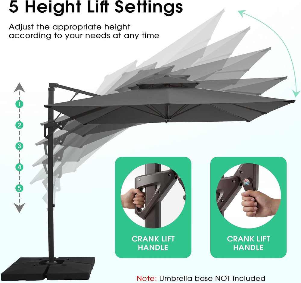 JEAREY 9x9 ft 2-Tier Cantilever Patio Umbrella, Outdoor Offset Umbrella