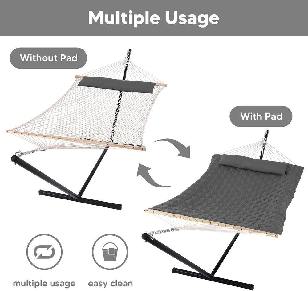 SUNCREAT Hammocks for Outside with Stand, Carrying Bag, Dark Gray Drops