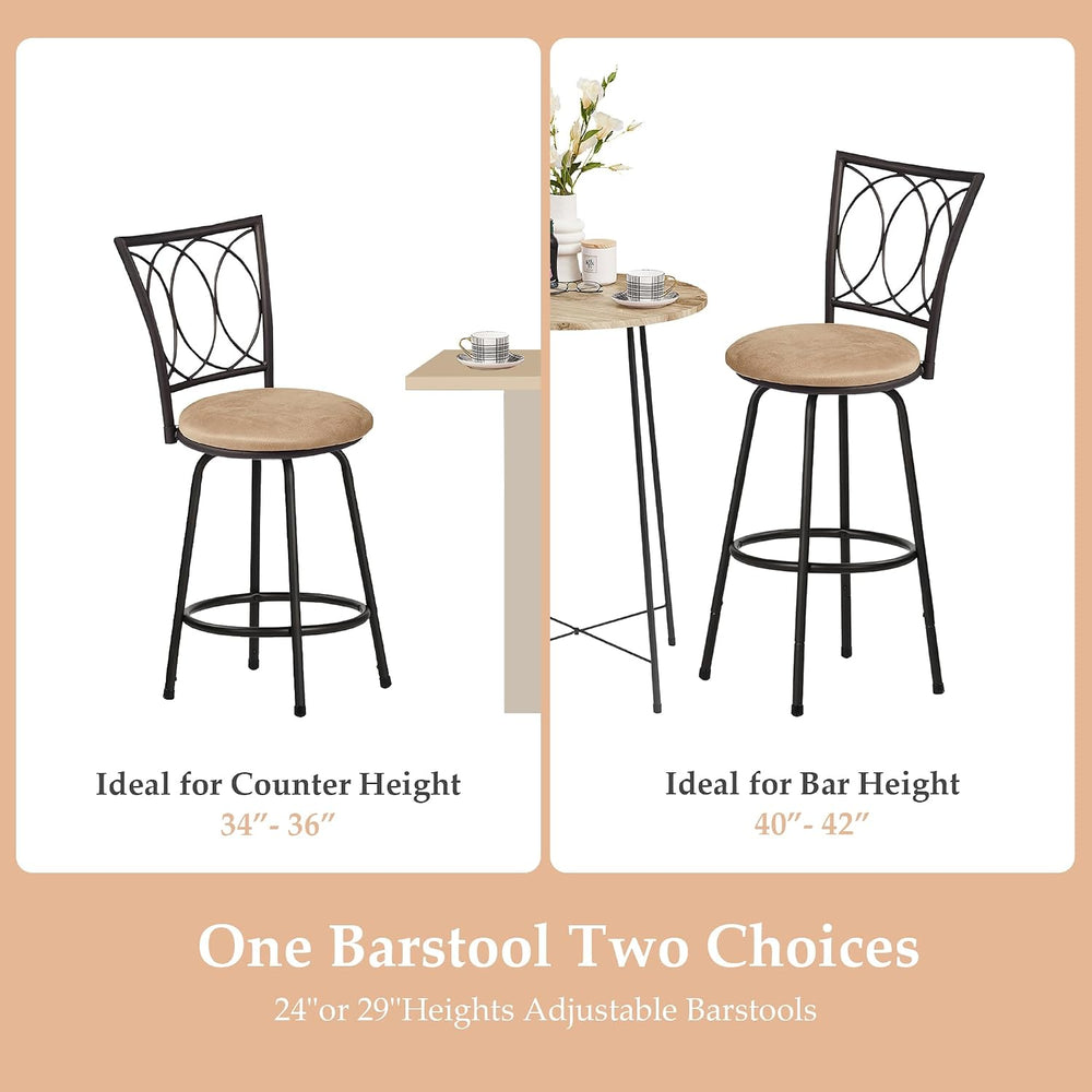 VECELO Bar Stools, 24/29" Adjustable Barstool,Swivel Counter Stool with ...