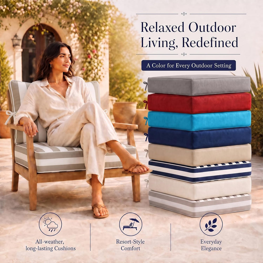 6" Thick Olefin Waterproof 24"x24" Outdoor Chair Cushion