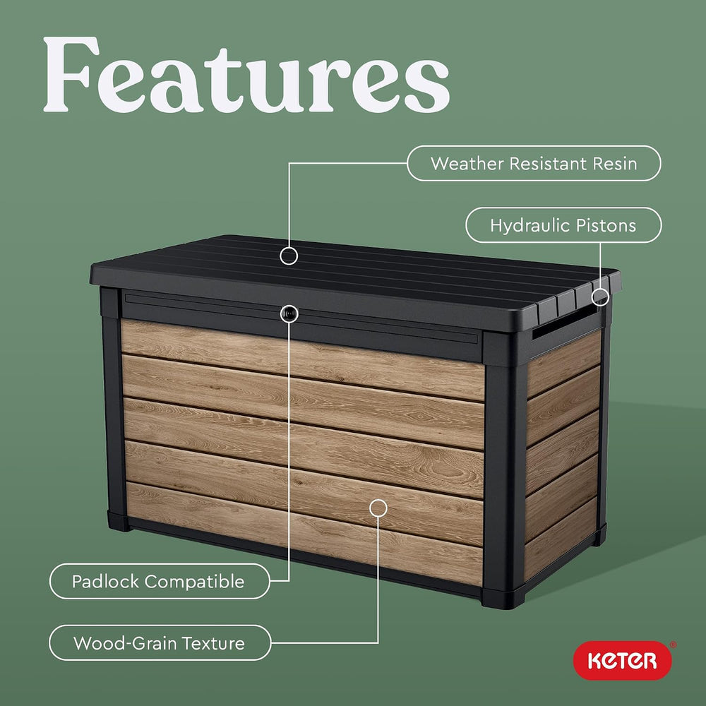Keter Signature Collection 100 Gallon Resin Deck Box Organization Box and Sto...
