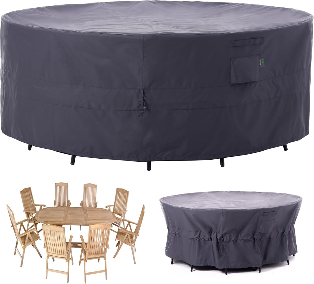 F&J Outdoors Round Patio/Outdoor Furniture Covers, Grey, 84"Dia x 31...