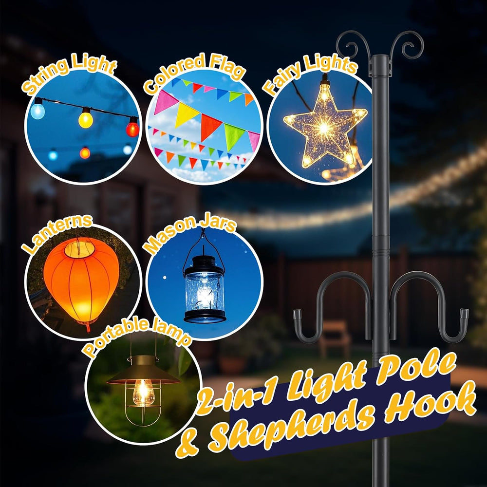 10FT String Light Poles 2Pack, 1.5 Inch Heavy Duty Poles for Outdoor String L...