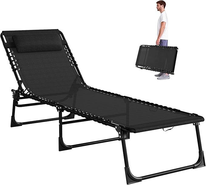 Outsunny Folding Chaise Lounge Chair, Patio Sun Tanning Chair, Outdoor Chaise...