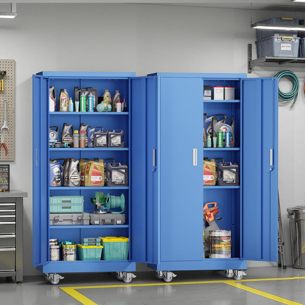 VINGLI Rolling Metal Storage Cabinet with Adjustable Shelves, 71'' Ta...