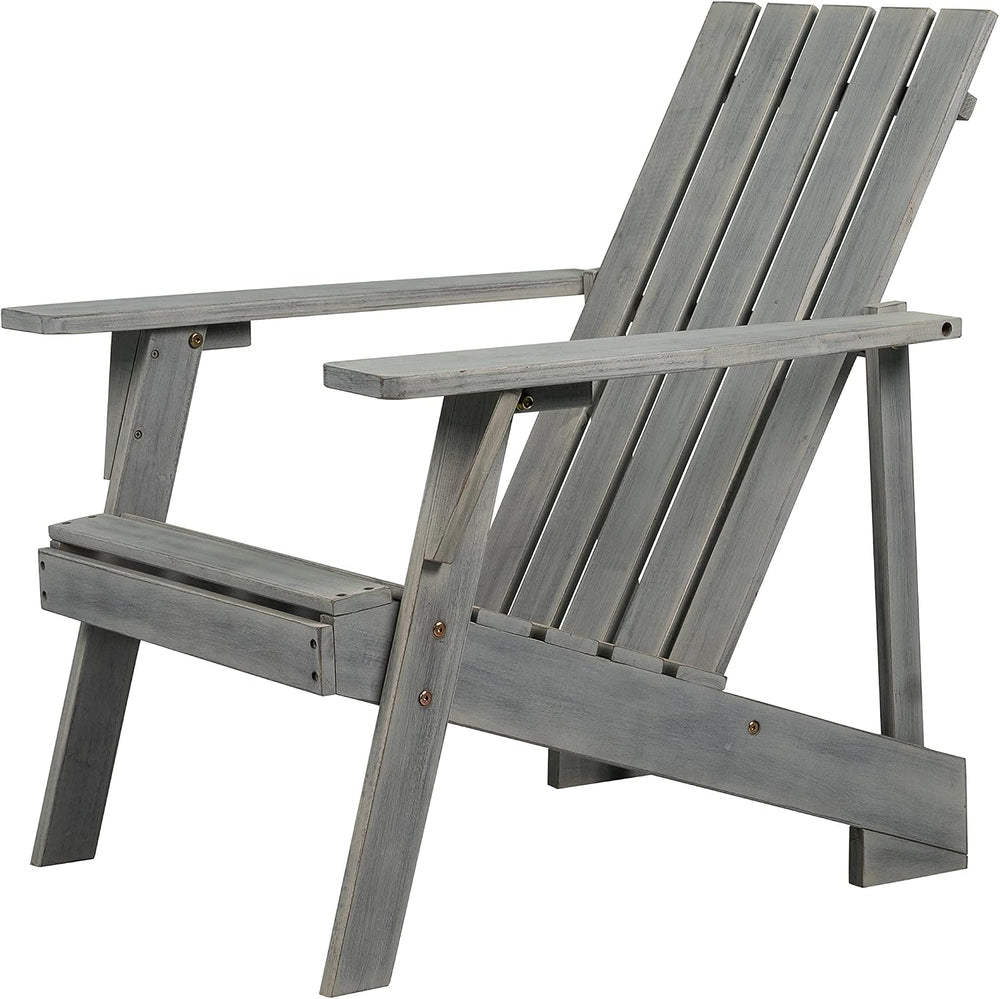JONATHAN Y Irving 32" Solid Acacia Wood Adirondack Chair, Gray