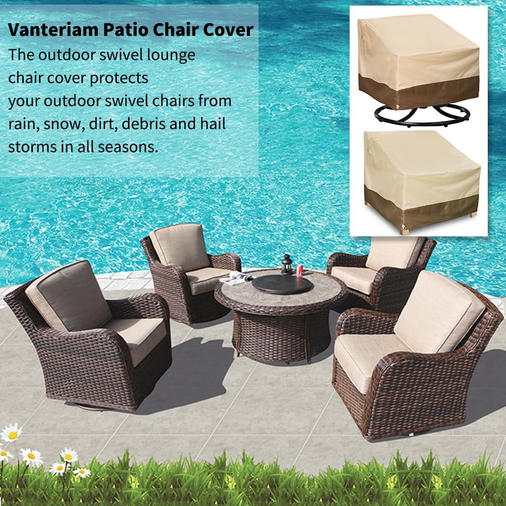 Patio Chair Covers for Outdoor Lawn Furniture Waterproof - 600D Heavy Duty an...