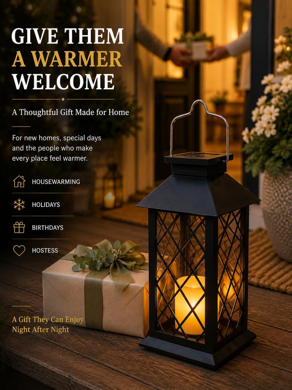 2 Pack 14'' solar lanterns outdoor waterproof，Includes flameless candles