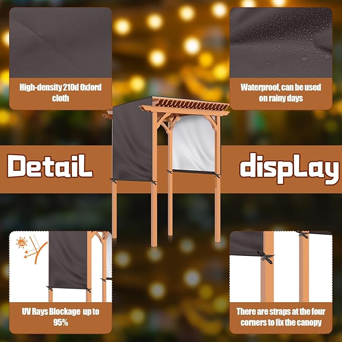 Universal Pergola Replacement Canopy Outdoor Canopy Shade Cover Waterproof Sh...