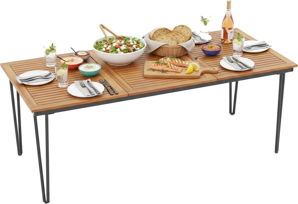 Tangkula 79 Inch Outdoor Dining Table for 8, Acacia Wood 8-Person Patio Table...