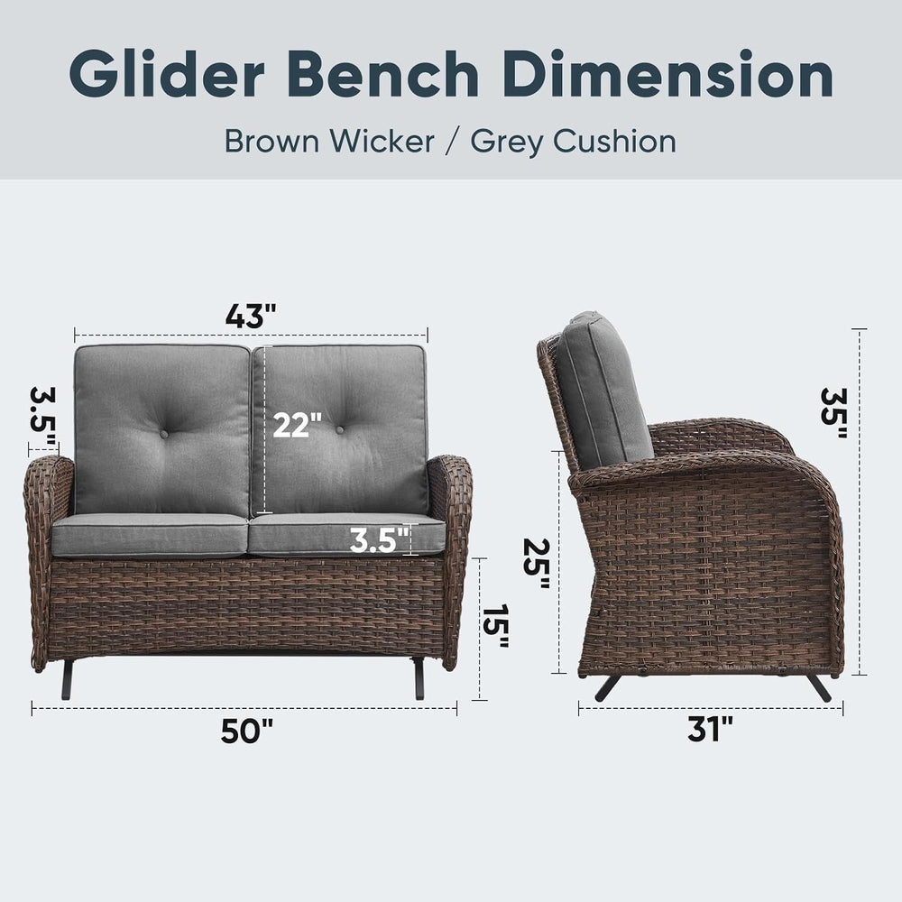 Belord Outdoor Glider Bench Patio Loveseat - 500 Lbs Weight Capacity 2 Seater...