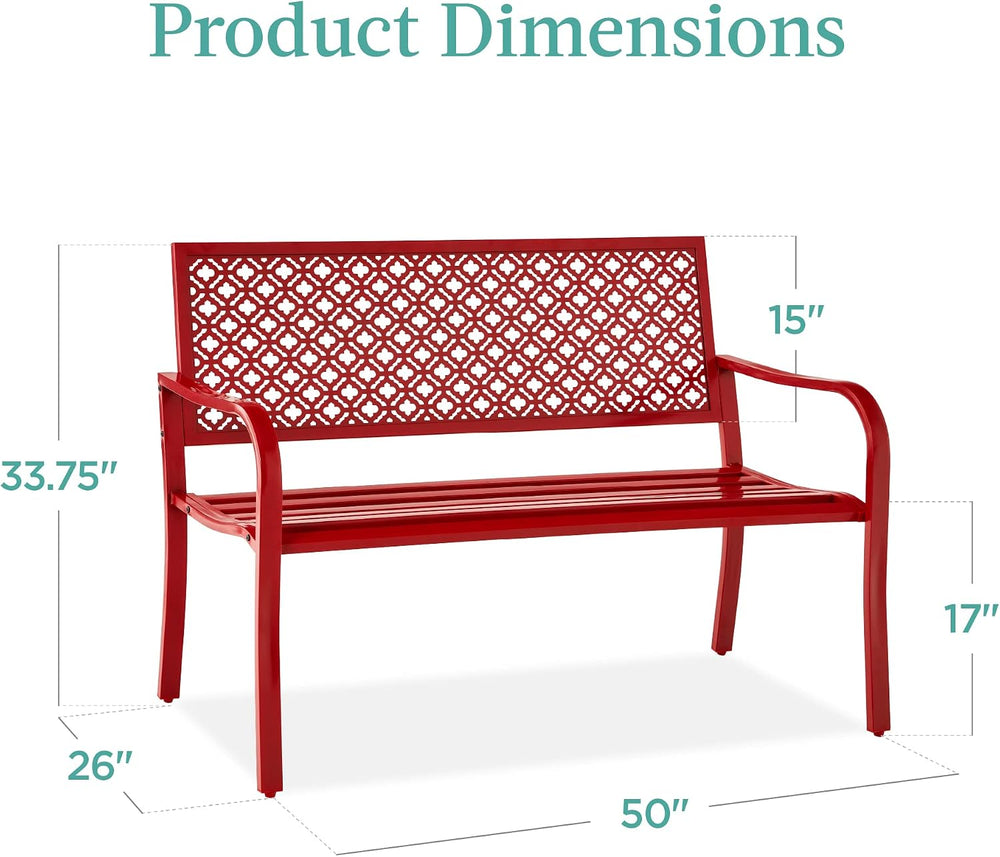 Best Choice Products Outdoor Bench 2-Person Metal Steel Benches Furniture for...