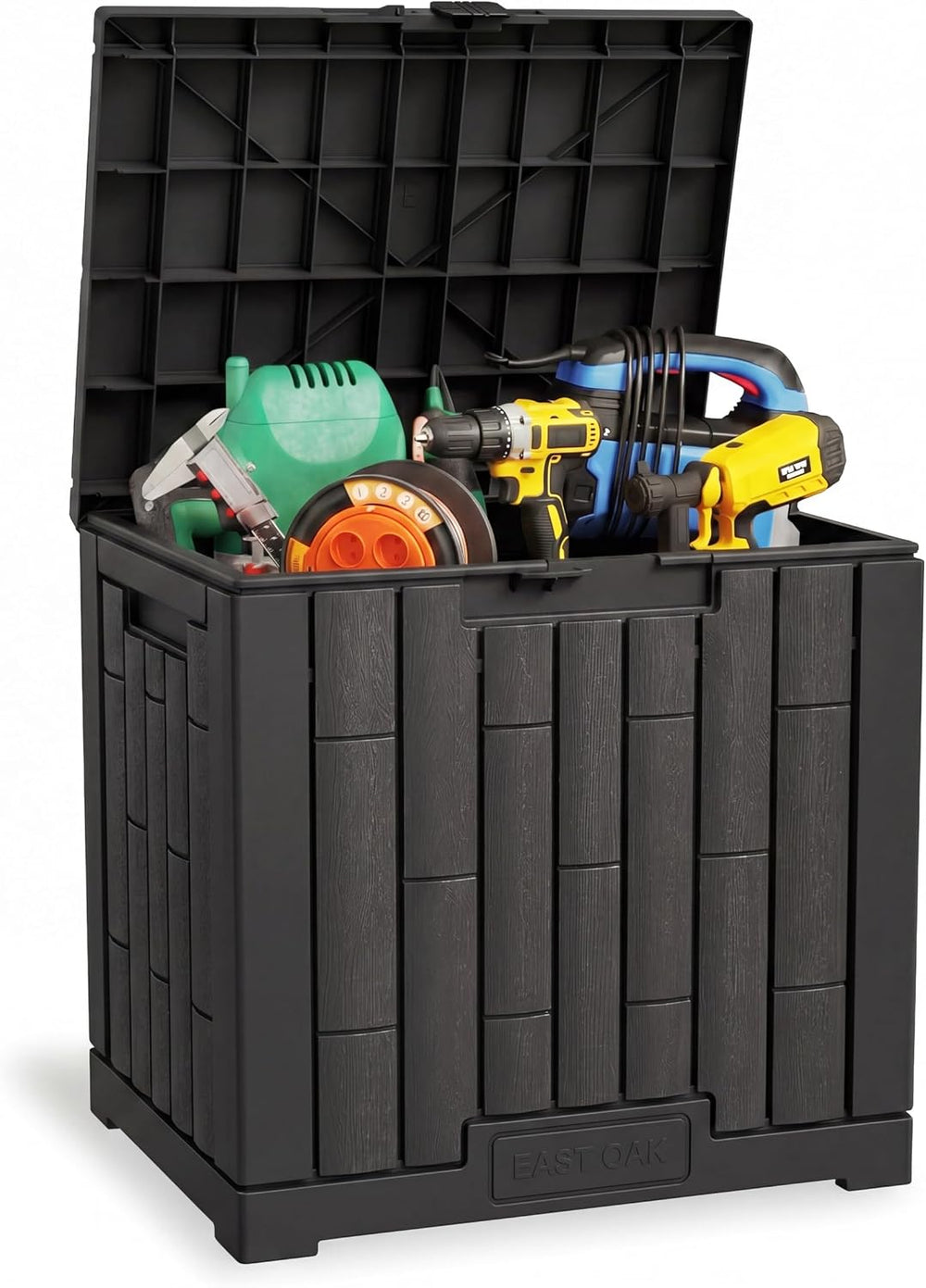 EAST OAK 31 Gallon Outdoor Storage Box, Waterproof Deck UV-Resistant Resin Bi...