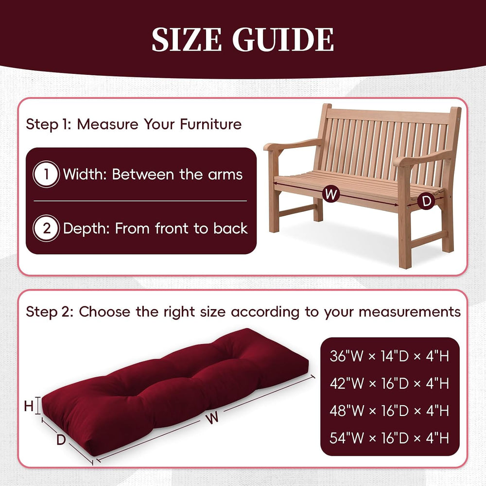 Bench Cushion for Indoor/Outdoor Furniture, Waterproof Patio Bench Seat Cushi...