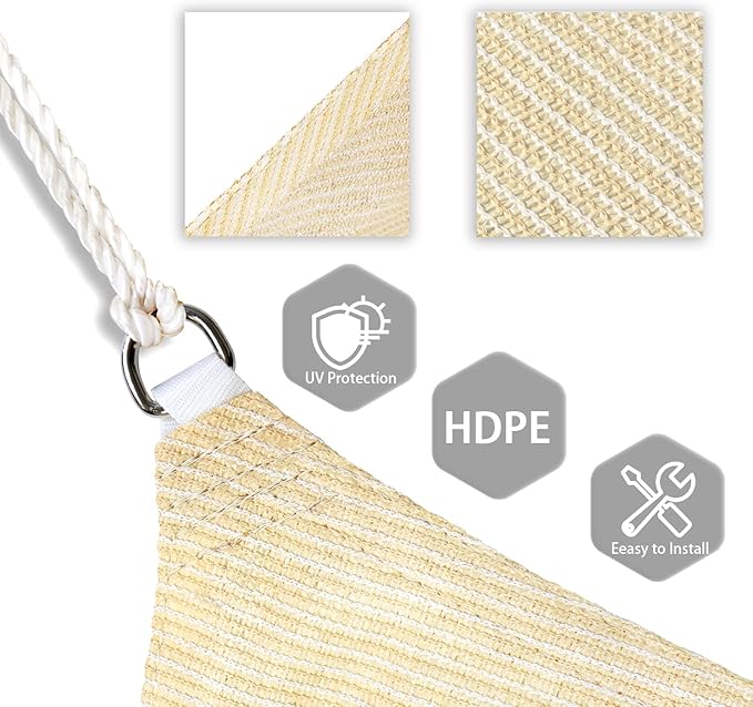 Patio Paradise 20' x20'x 20' Beige Sun Shade Sail Triangle Canopy...