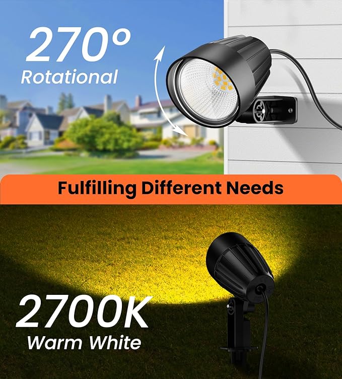MEIKEE 7W 800lm Low Voltage Landscape Lights, 12V 24V LED Landscape Lighting ...