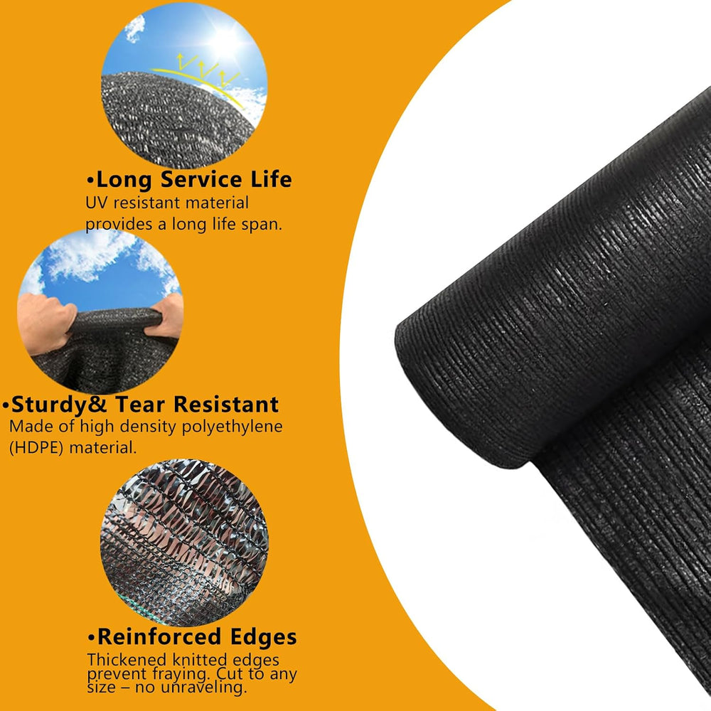 POYEE 70% Black Shade Cloth Roll 6x100 ft