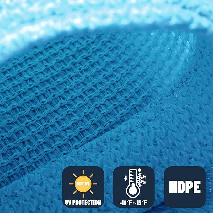 SUNNY GUARD Sun Shade Sail 10' x 13' Rectangle Turquoise Blue UV Bloc...