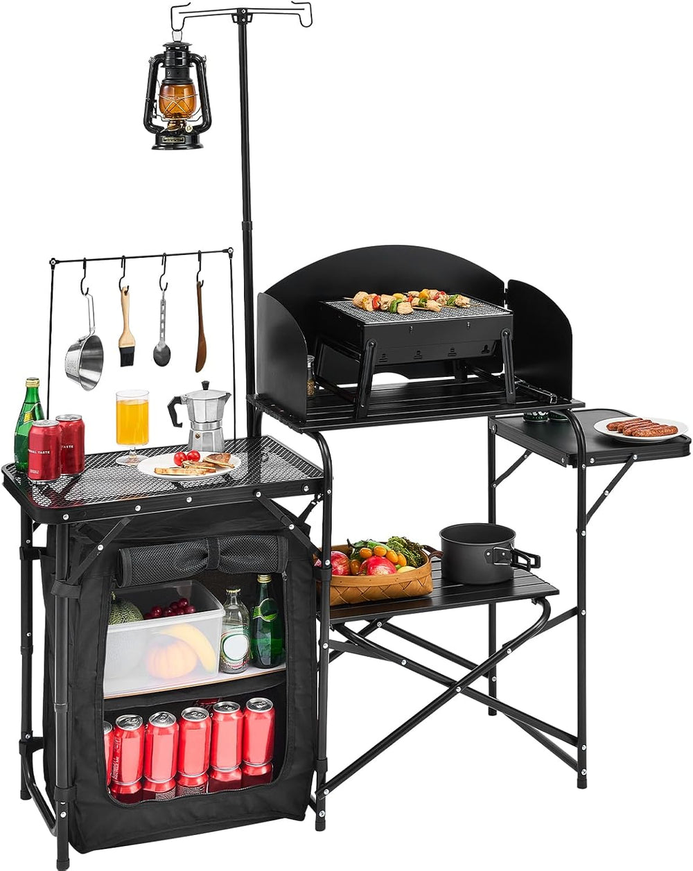 VEVOR Camping Kitchen Table, Outdoor Camp Cooking Table, Aluminum Portable Co...