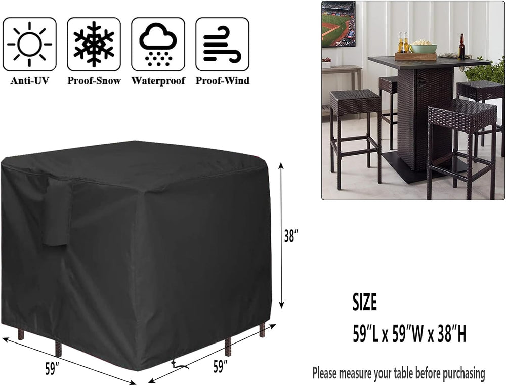 5 Piece Bar Height Patio Dining Set Covers, 59x59x38 in