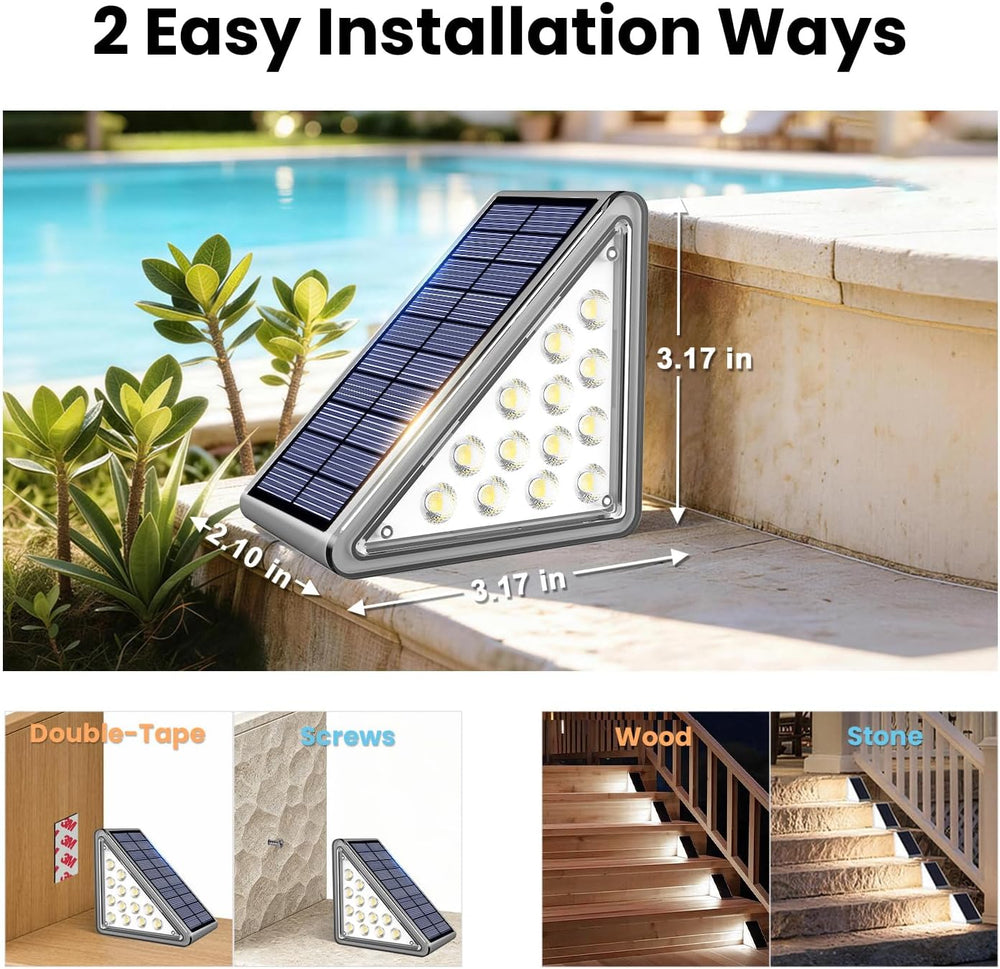 JEJOT 6 Pack Solar Step Lights Outdoor Waterproof, Solar Stair Lights,Gray