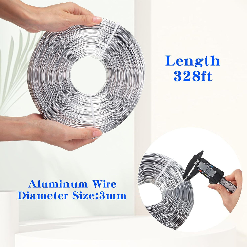 TecUnite 1 Roll Aluminum Wire for Jewelry Making, 100 M X 3 mm, Silver