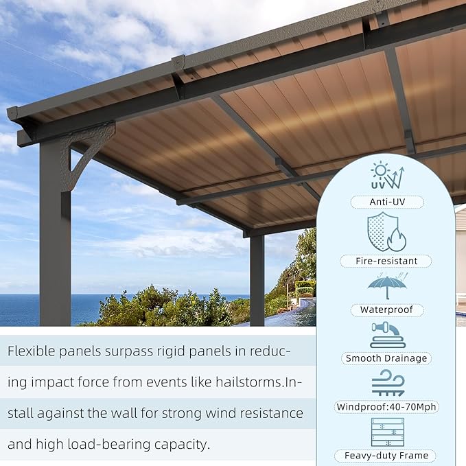 AECOJOY 16' x 10' Gazebo Outdoor Pergola, 10x16 Large Wall-Mounted Ha...