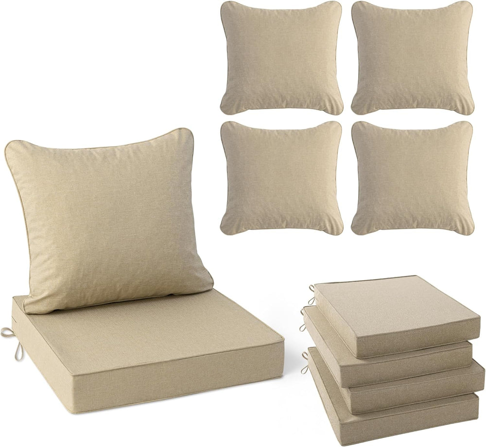 Summsun Outdoor Chair Cushions Set of 4, Faux Linen Patio Furniture Cushions,...