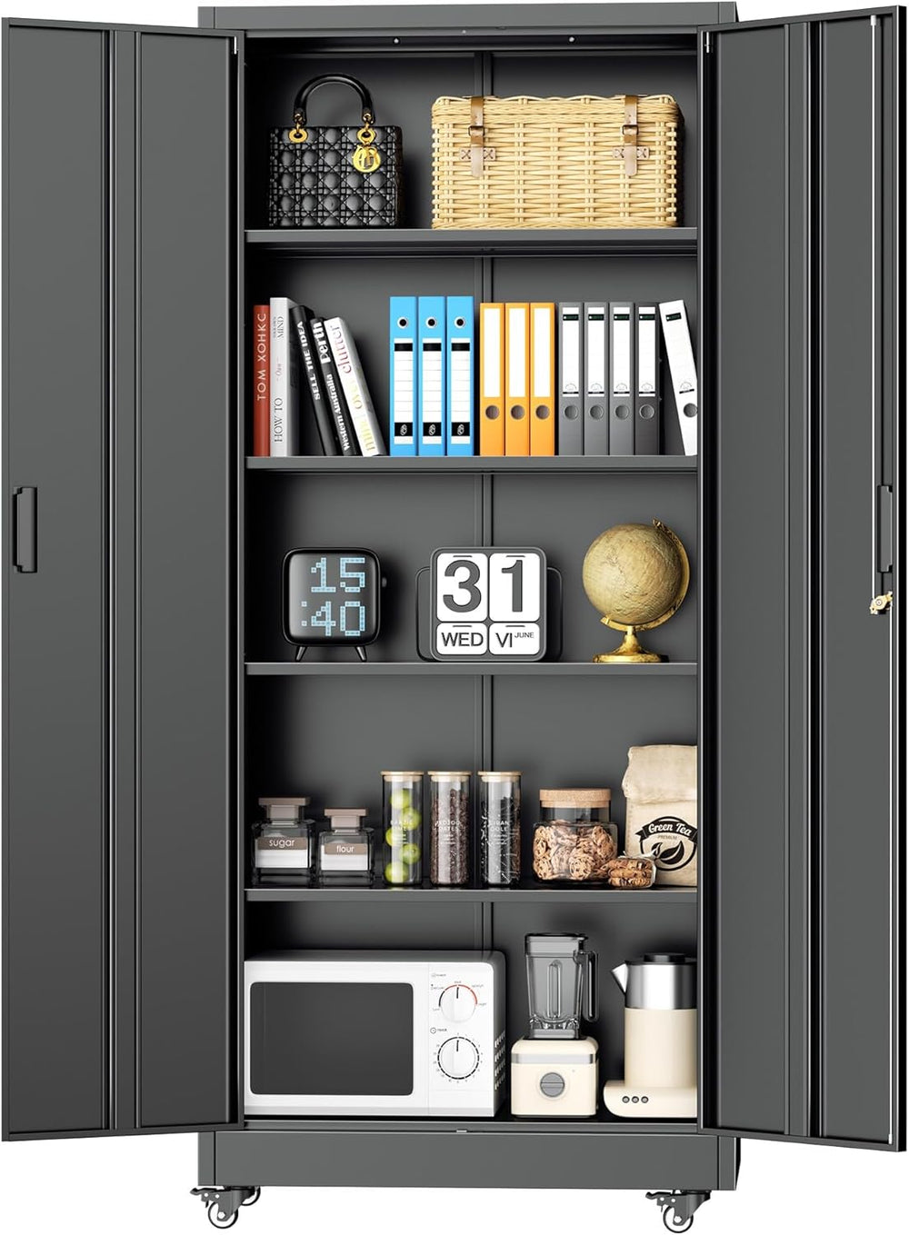 INTERGREAT Metal Storage Cabinet with Wheels, 73" Rolling Storage Cabine...