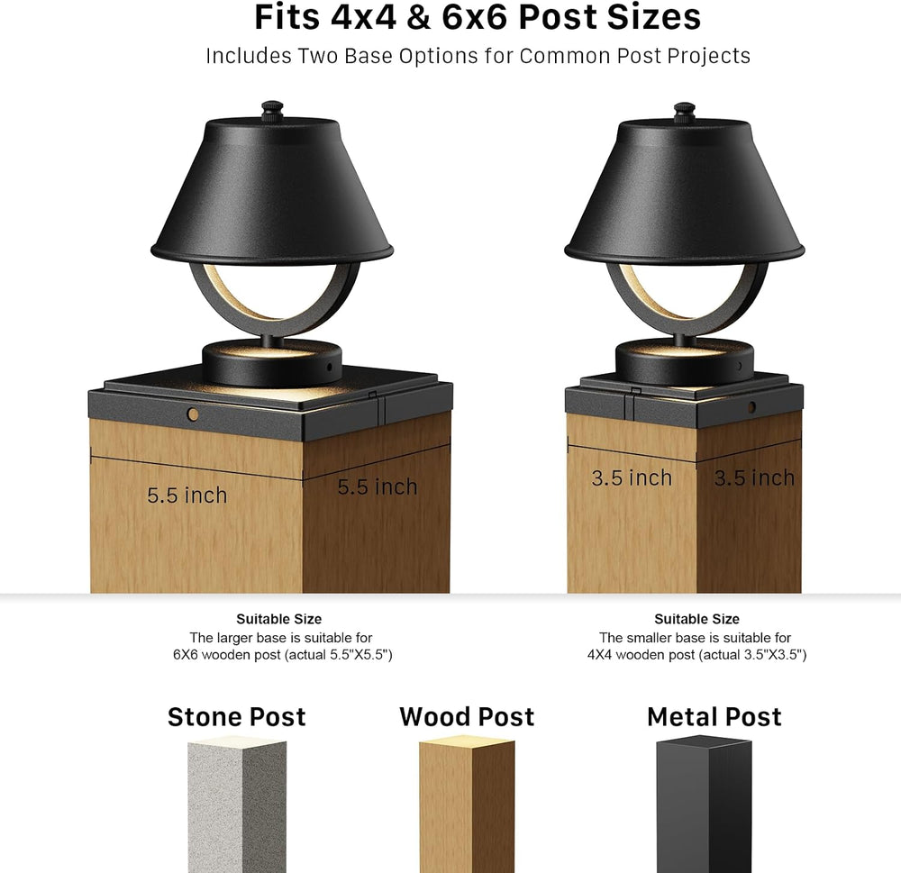 GOODSMANN Low Voltage Outdoor Post Cap Lights 3W LED 189 Lumen 3000K 8PK