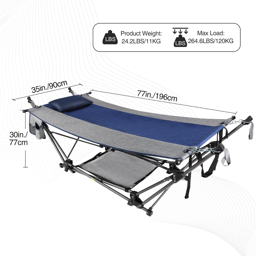 Portable Hammock with Stand, Collapsible Foldable Hammock Includes Removable ...