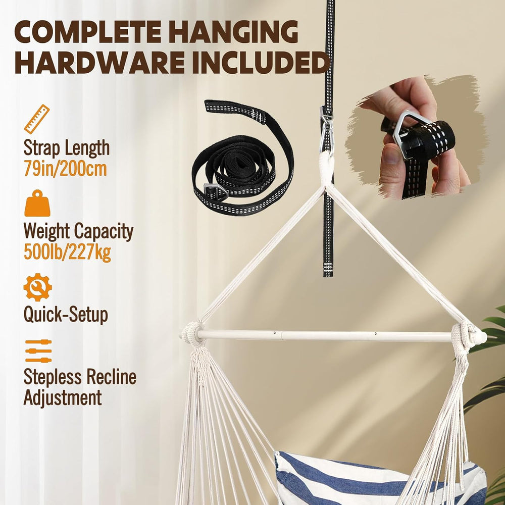Chihee Hammock Chair Foot Rest 2 Cushions Max 500 lb Metal Spreader Bar