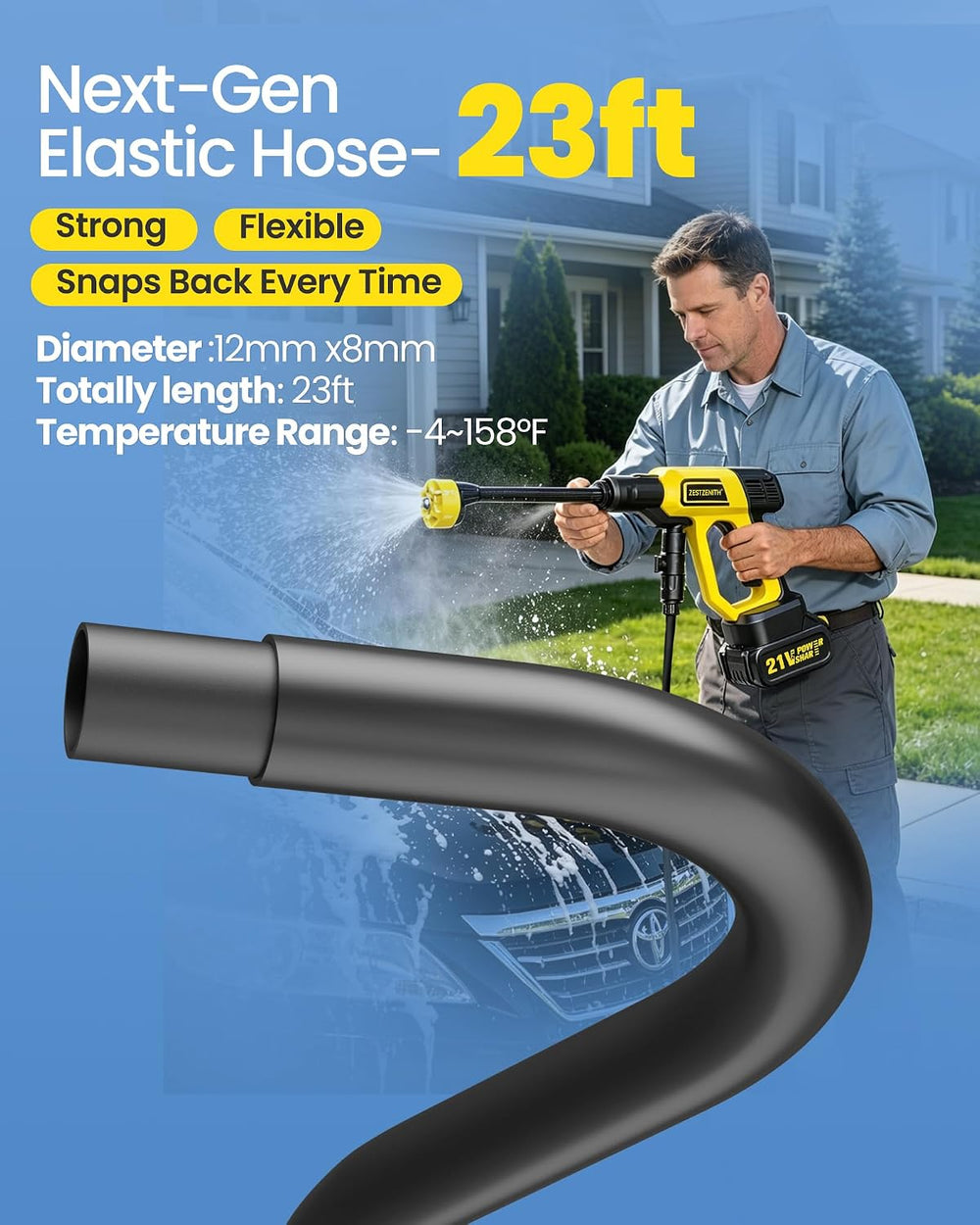Cordless Pressure Washer Battery Powered, Handheld Cordless Power Washer