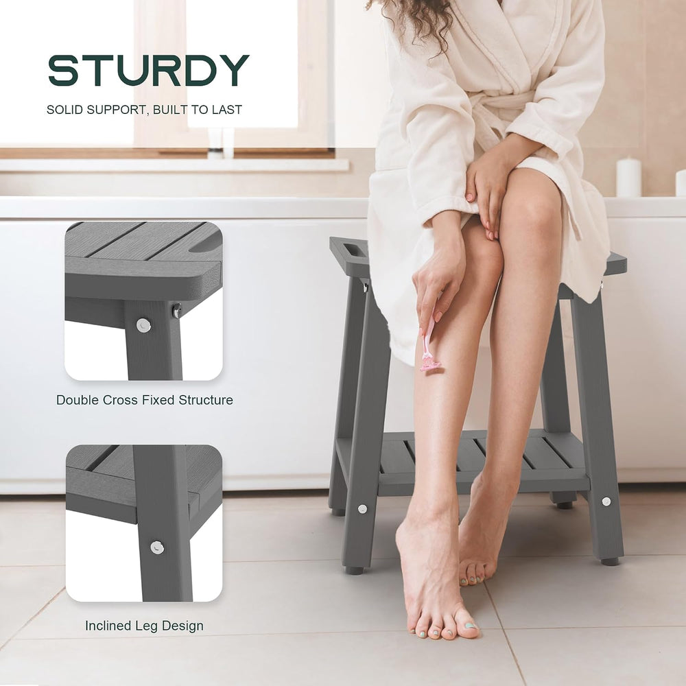 Waterproof HDPE Shower Bench for Inside Shower, Shower Stool, Grey