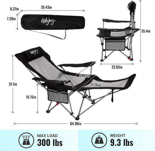 #wejoy 2-in-1 reclining camping chair with footrest for shown in use