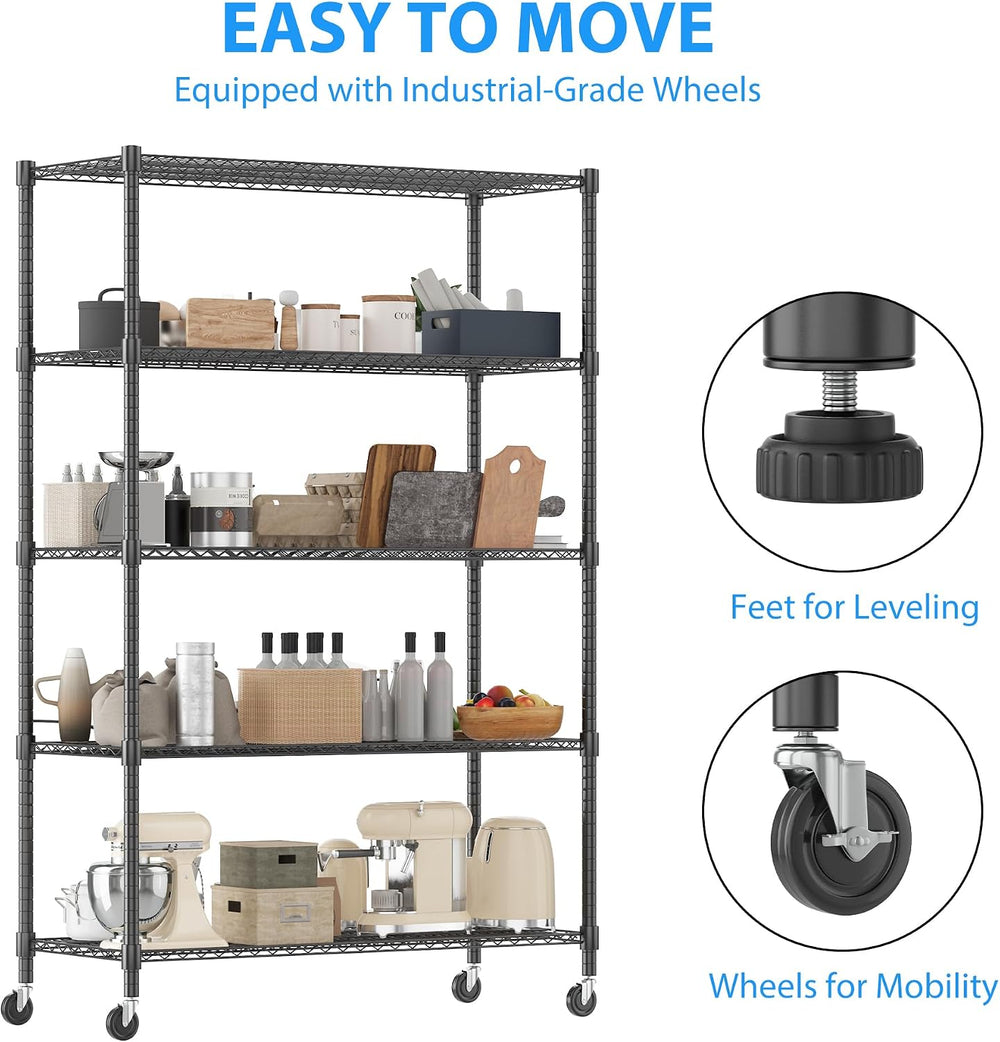 Homdox 5 Tier Storage Racks and Shelving, 24"x60"x82" Heavy Du...
