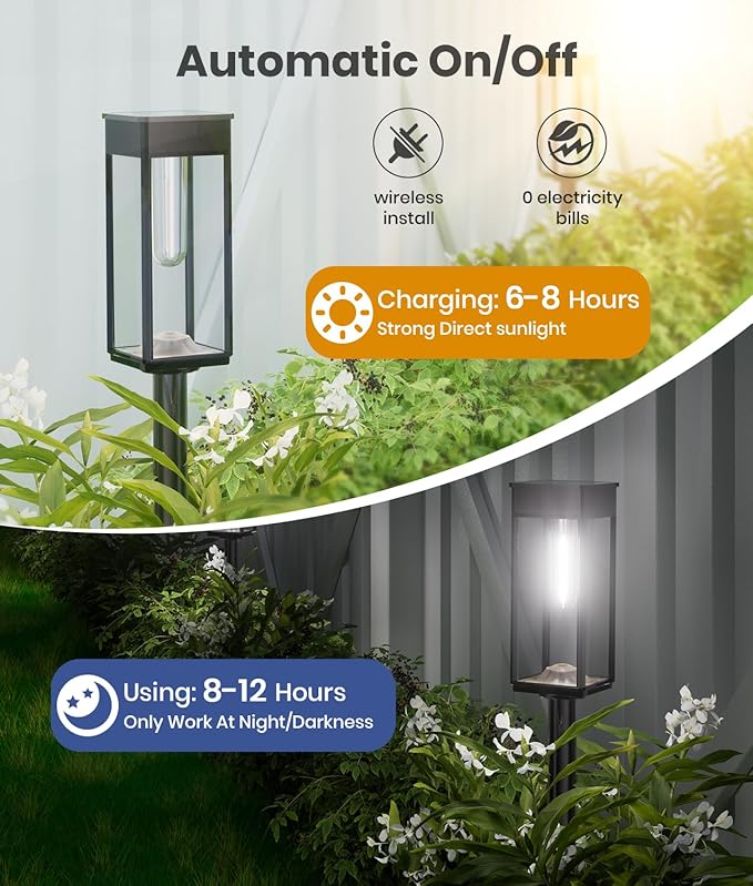 Solar Pathway Lights Outdoor, 12 Pack Bright Solar Lights Outdoor, Auto On/Of...